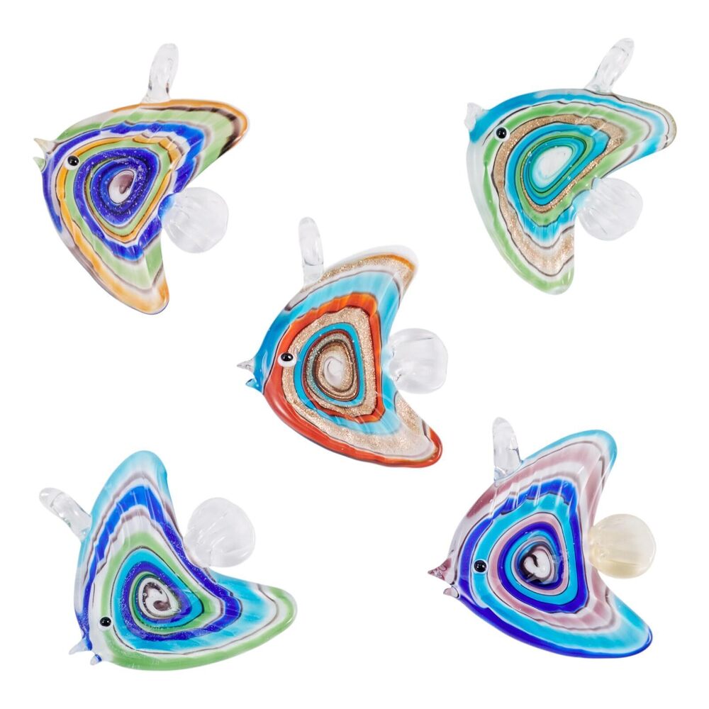9654 5Pcs Handmade Tropical Fish Lampwork Glass Charms Cute Ocean Animal